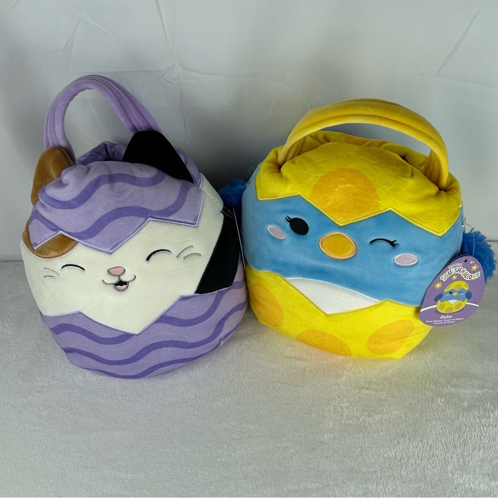 Squishmallows Bebe the Bluebird & Cam the Calico Cat 12" Easter Baskets with tag